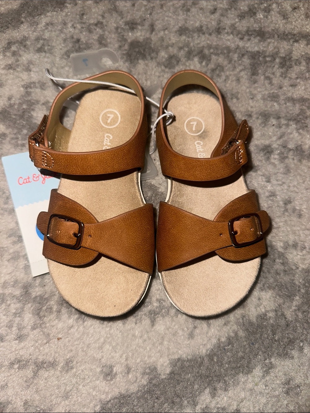 Cat & Jack Toddler Brown Dual-Buckle Sandals